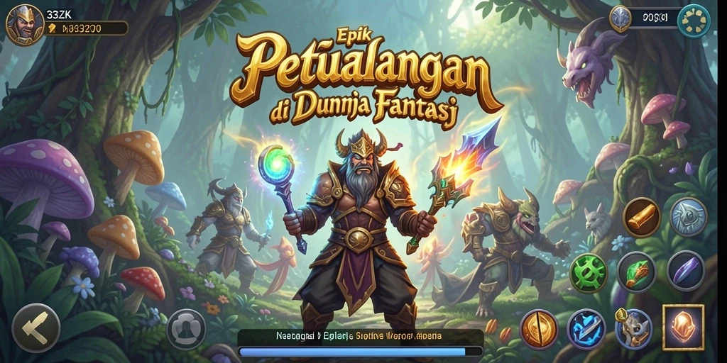 Screenshot gameplay <strong>33ZK</strong> menampilkan aksi pertempuran epik dan eksplorasi dunia fantasi.