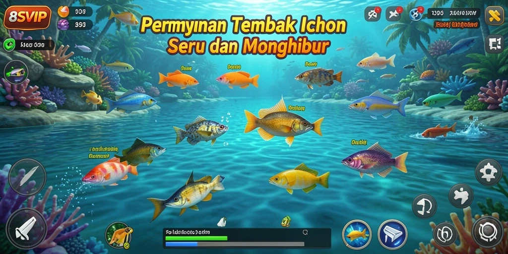 Tampilan gameplay seru dalam 8SVIP menembak ikan dengan beragam tantangan.