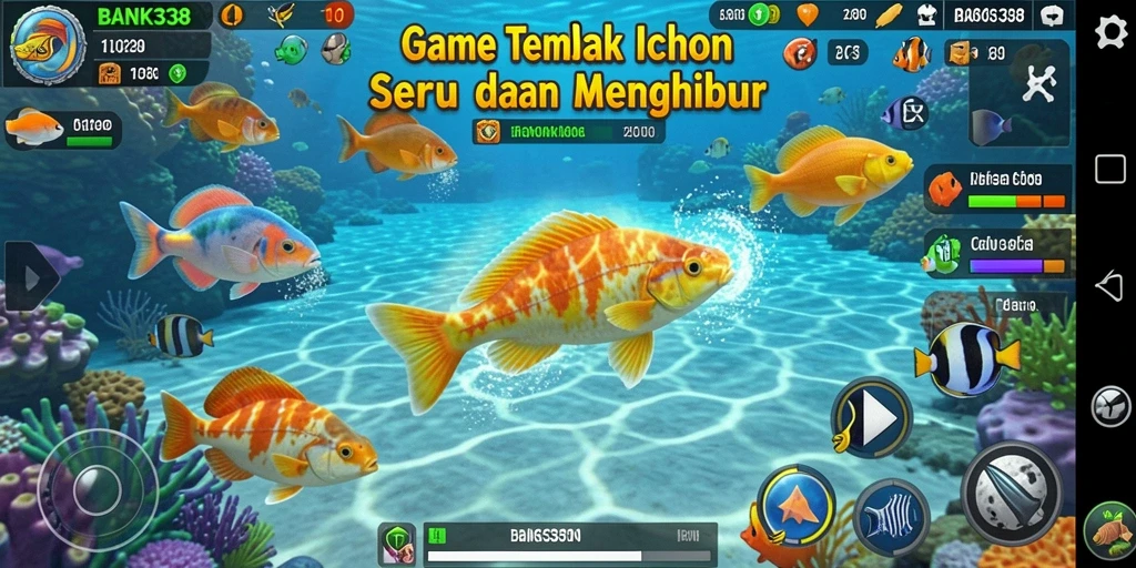 Tampilan gameplay seru dalam BANK338 saat menembak ikan.