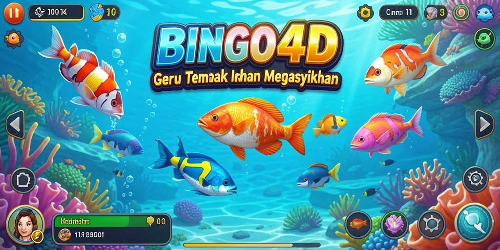 Screenshot gameplay BINGO4D yang menunjukkan pengalaman menembak ikan.