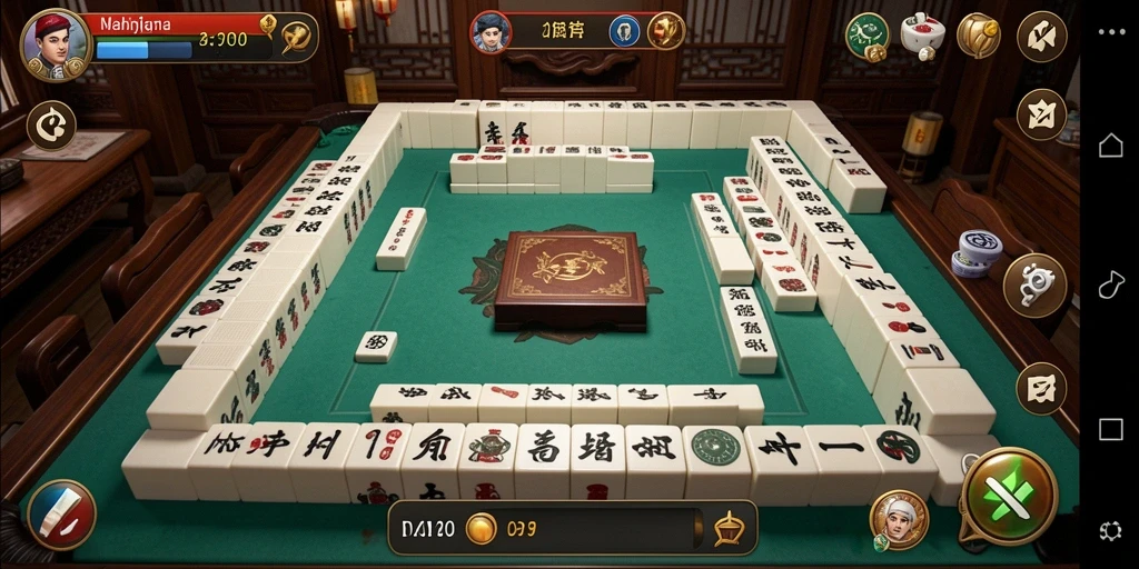Gameplay D06 yang mengasyikkan dengan ubin Mahjong yang berwarna-warni.