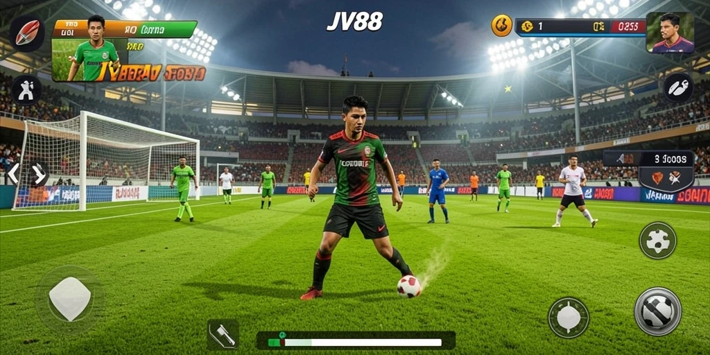 Screenshot JV88 menunjukkan aksi seru dalam pertandingan olahraga.