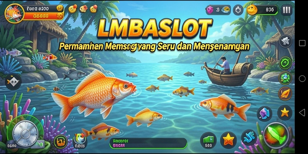 Screenshot gameplay LMBASLOT menunjukan keindahan suasana memancing yang menawan.