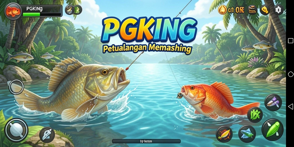 Tampilan gameplay PGKING saat menangkap ikan di laut.