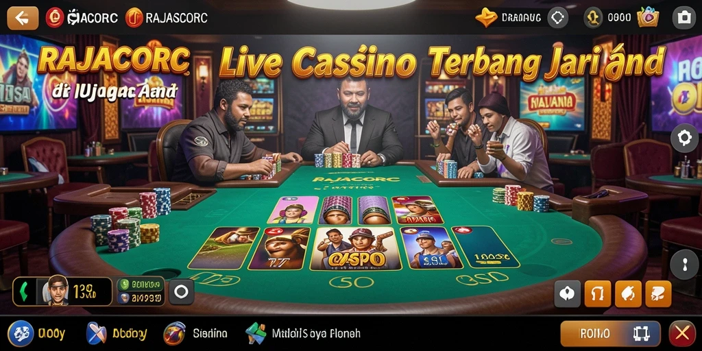 Tampilan epik gameplay Live Casino di RAJACORC yang mendebarkan.