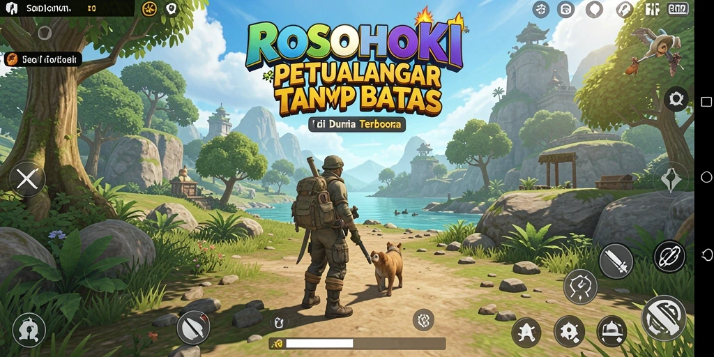 Gameplay <strong>ROSOHOKI</strong> menampilkan petualangan dalam dunia terbuka yang luas.