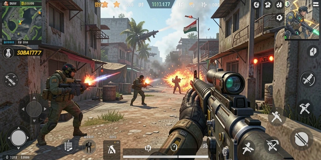 Gameplay seru SOBAT777 dengan tempur intens di berbagai lokasi.