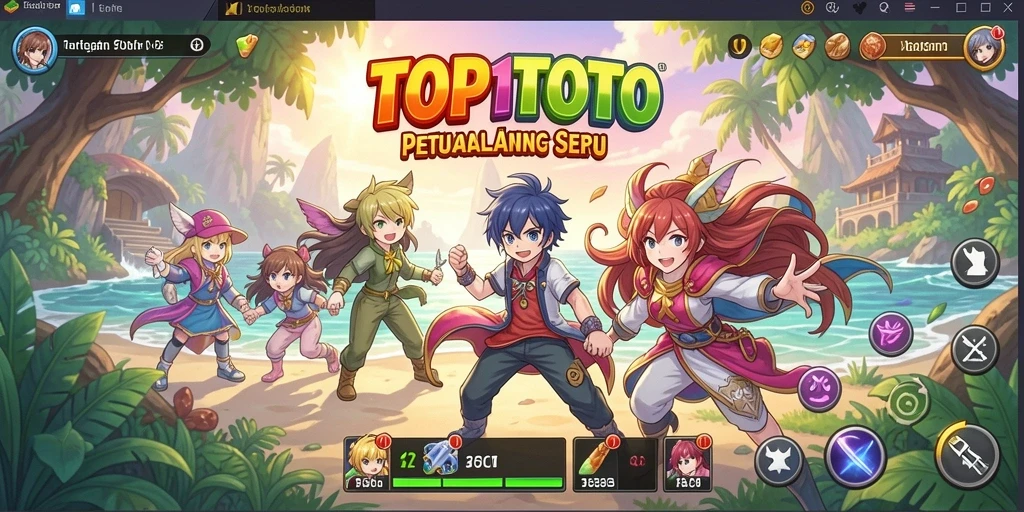 Tampilan gameplay seru dari TOP1TOTO dengan karakter Anime yang menarik.
